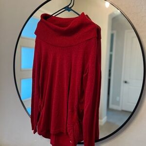 Michael Kors On Off Shoulder Cowl Neck Knit Top Red Plus Size 1X